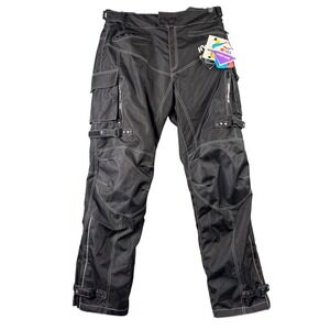 HWK Men Motorcycle Pants Black Cordura Waterproof Adventure Touring XL Inseam 34
